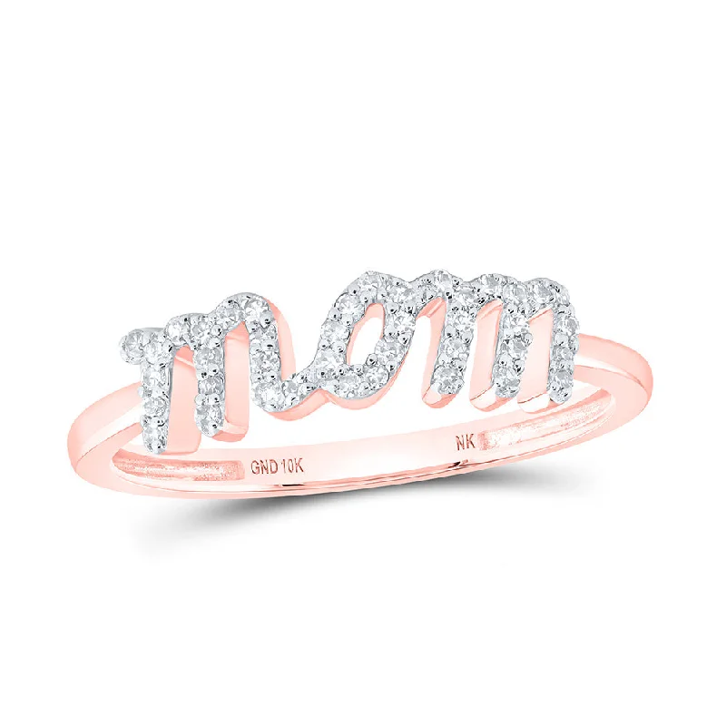 10kt Rose Gold Womens Round Diamond Mom Ring 1/6 Cttw