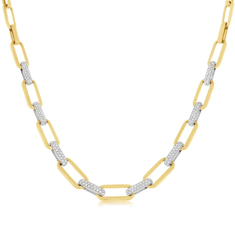 Diamond Two Tone Paperclip Necklace