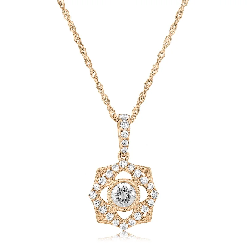 Vintage Rose Gold Diamond Pendant Necklace